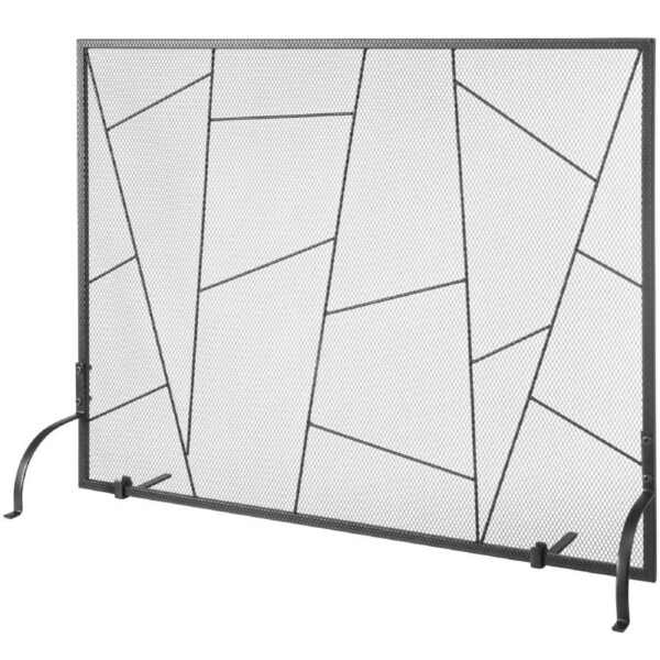 Fireplace Screen Single Panel, Sturdy Iron Mesh Fireplace Screen, 906(L) x720(H)MM Spark Guard Cover, Simple Installation, Free Standing Fire Fence Grate for Living Room Home Decor Modern