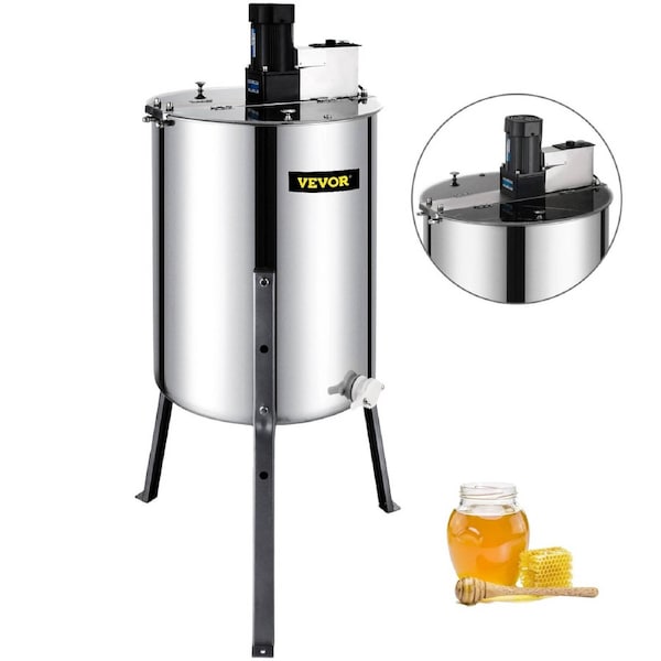 4 Frame Electric Honey Extractor Beekeeping 120 W Motor 2 Clear Lids