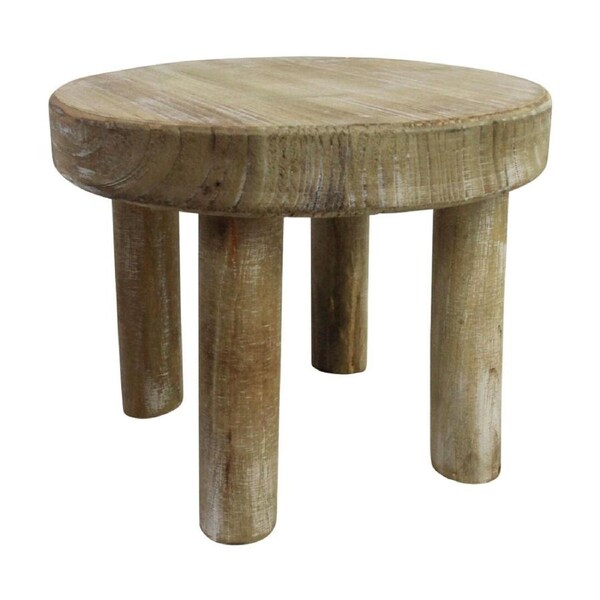 LVD Small Rustic Round Wooden Stool Home & Living Decor 20x20x15.5cm