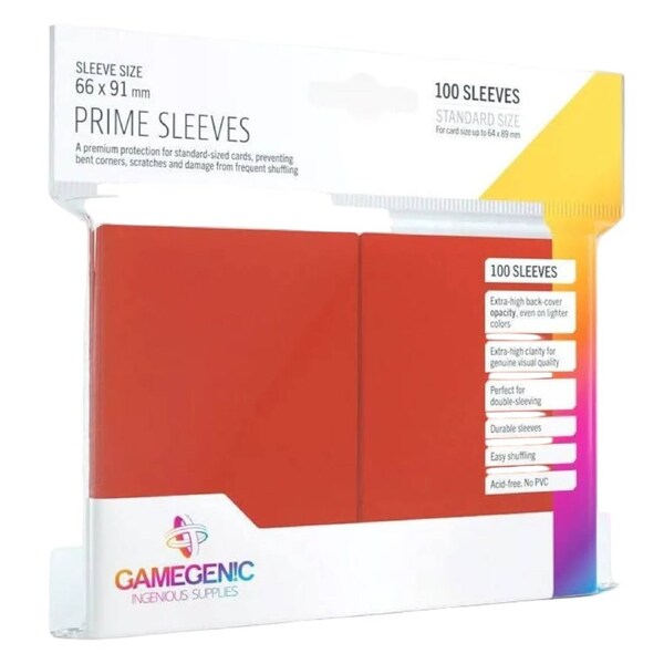 Gamegenic Prime Card Sleeves Red 66mmx91mm 100 Sleeves Per Pack