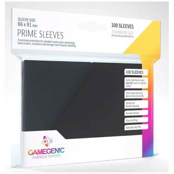 Gamegenic Prime Card Sleeves Black 66mmx91mm 100 Sleeves Per Pack