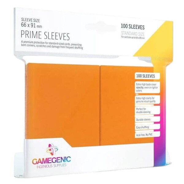 Gamegenic Prime Card Sleeves Orange 66mmx91mm 100 Sleeves Per Pack