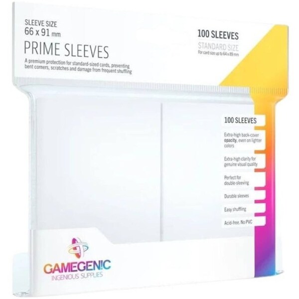 Gamegenic Prime Card Sleeves White 66mmx91mm 100 Sleeves Per Pack