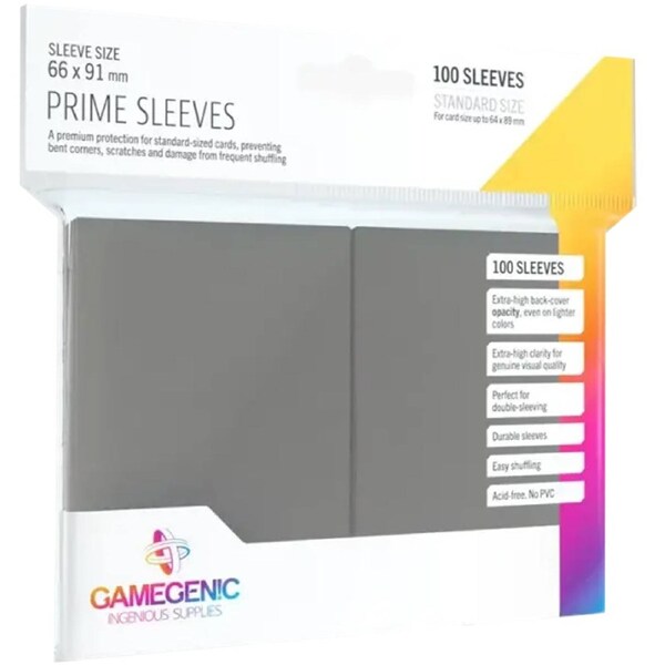 Gamegenic Prime Card Sleeves Dark Gray 66mmx91mm 100 Sleeves Per Pack