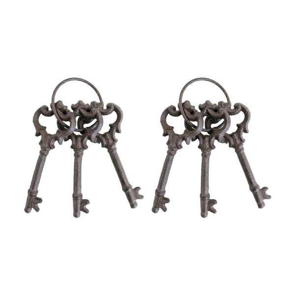 2PK LVD Classic Rustic Cast Iron Keys Indoor Home & Living Decor 17x6cm