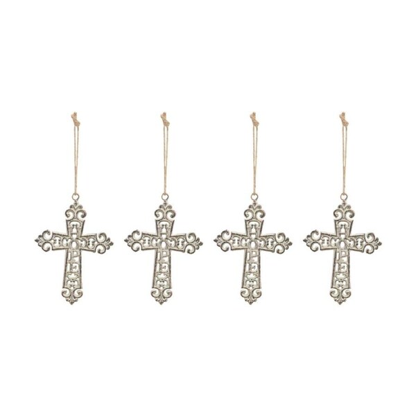 4PK LVD Metal Hanging Cross Wall-Mounted Home & Living Decor 32.5x14.5x1cm