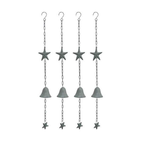 4PK LVD Cast Iron/Steel Starfish Hanging Chime Outdoor/Garden Decor 7.5x7.5x80cm