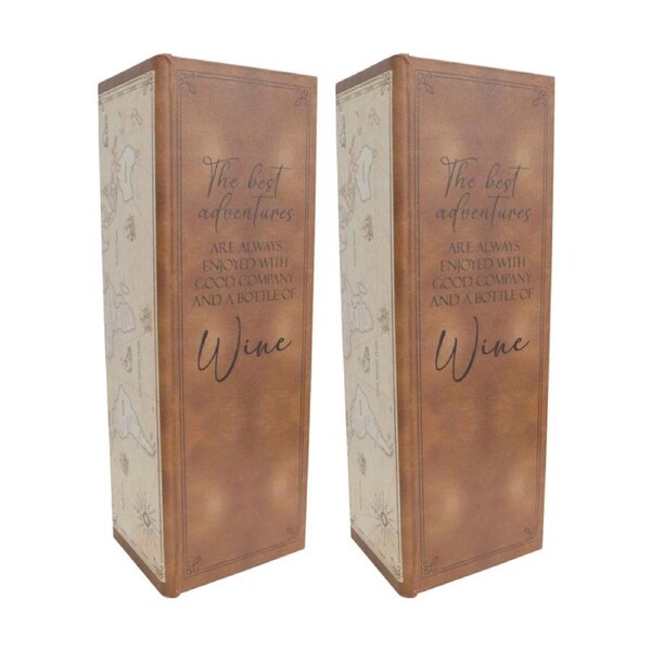 2PK LVD Decorative World Map Wine Box Home & Living Decor 12.5x10x36cm