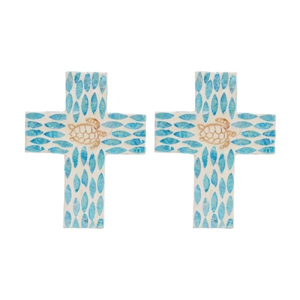 2PK LVD Medium Decorative Coastal Turtle Cross Home & Living Decor 21x16x2cm