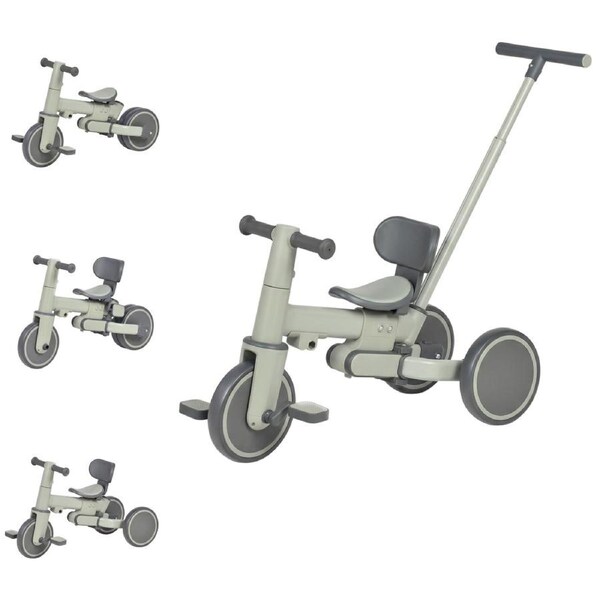 Advwin 5-in-1 Toddler Tricycle with Push Handle Baby Balance Bike with Backrest and Pedal Toddler Ride on Bicycle Toy for 1-5 Year Old Boys and Girls