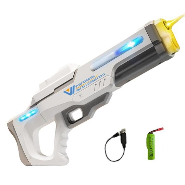 HOLALA Electric Water Gun with Auto Refill LED Flame Nozzle for Adults Kids-GreyWhite