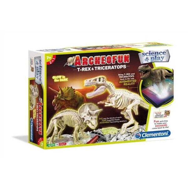 Clementoni Science & Play Archeogiocando Skeleton T-Rex & Triceratop Dig Kit Toy
