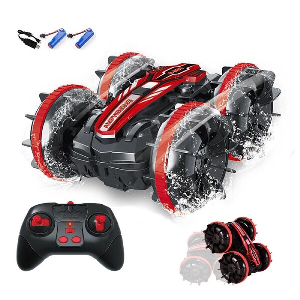 HOLALA 2.4GHz Amphibious 4WD Double Sided 360 Degree Rotation-Red