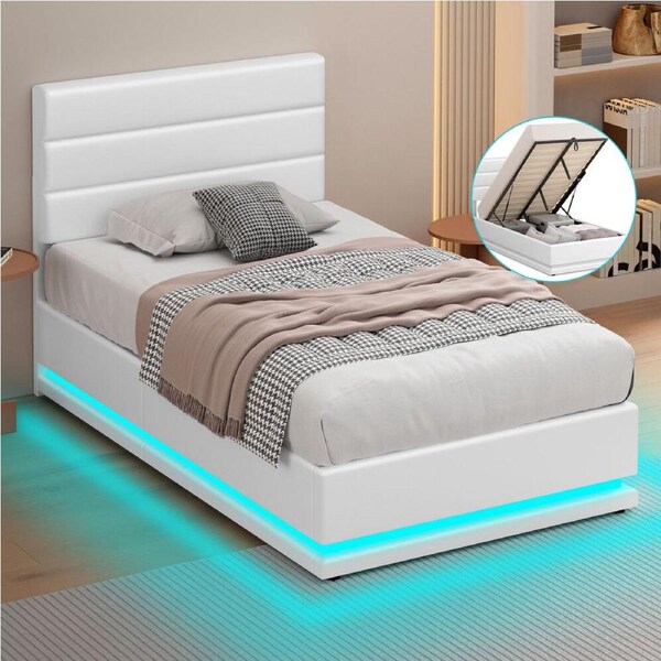 ALFORDSON Bed Frame King Single RGB LED Gas Lift