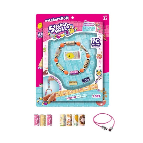 HOLALA 70 Pcs Sticker Bracelet Set Kawaii Theme Wearable Toys for Kids