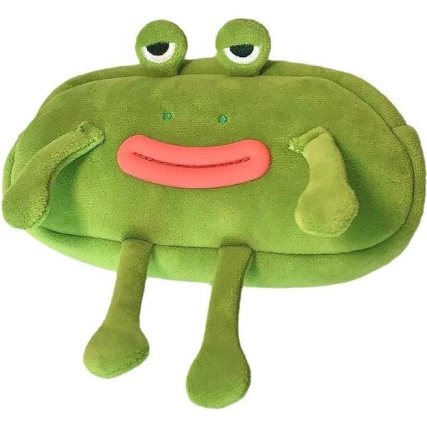 Velocity Pencil Case Cute Cartoon Plush Frog for Kids and Students