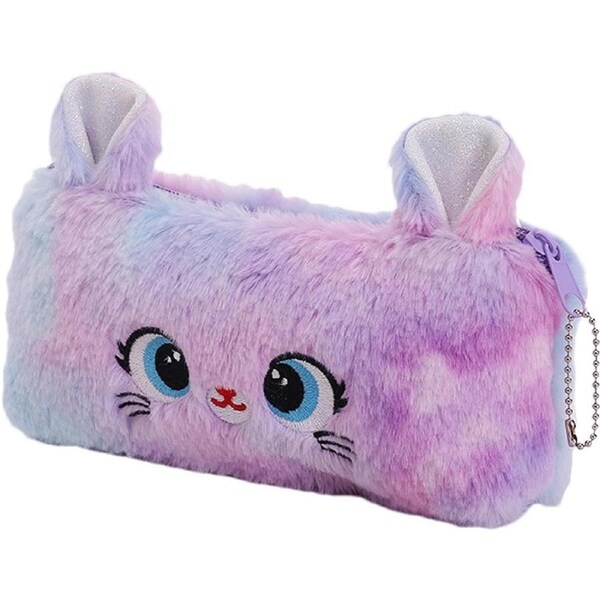 Velocity Pencil Case Large Capacity Zipper Plush Cat for Students
