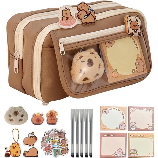Velocity Pencil Case Cute Aesthetic Large Capacity Capybara for Students