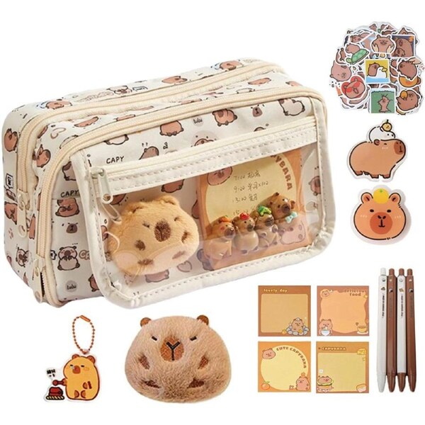 Velocity Pencil Case Cute Portable Zipper Capybara for Girls and Teens