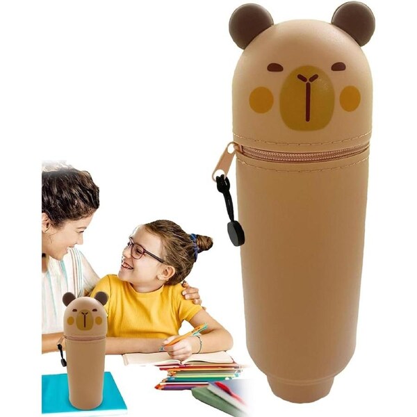 Velocity Pencil Case Desktop Zipper Pen Holder Capybara for Kids and Teens