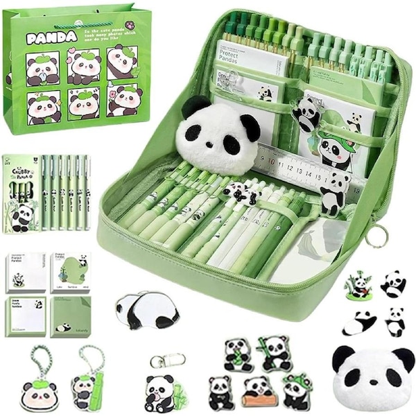 Velocity Stationery Set 118-Piece Aesthetic Stationery Organiser Panda for Girls and Kids