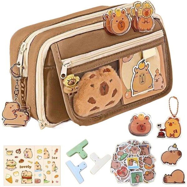 Velocity Pencil Case Large Capacity Capybara Clip