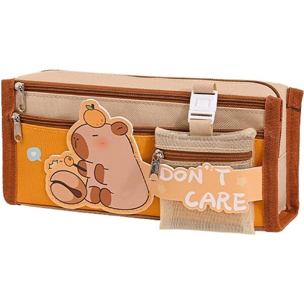 Velocity Pencil Case Cute Large Capacity Wide Opening Plush Capybara for Girls and Teens