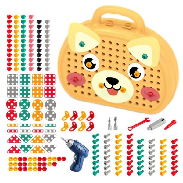 HOLALA Magic Montessori Play Toolbox Dog Creative Tool Box with Drill Screw Tool Set
