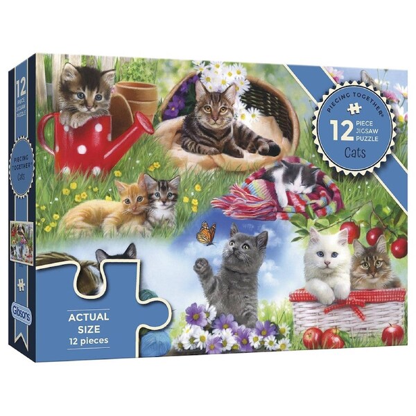 Puzzle Piecing Together Cats 12Pc