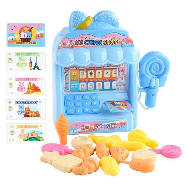 HOLALA Pretend Play Cash Register Playset Toy for Kids-Blue-6K