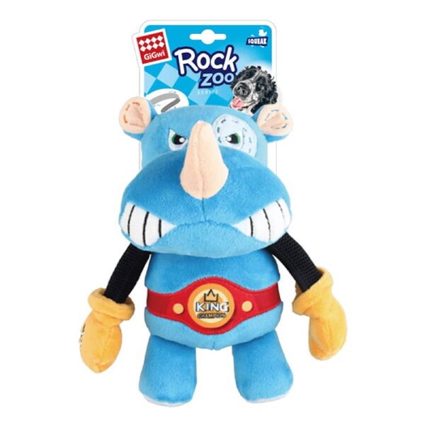 Gigwi Squeak Rock Zoo Toy For Dogs - Boxer Rhino 1 Pack