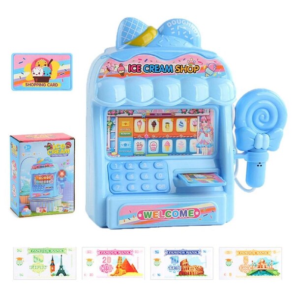 HOLALA Pretend Play Cash Register Playset Toy for Kids-Blue-1M