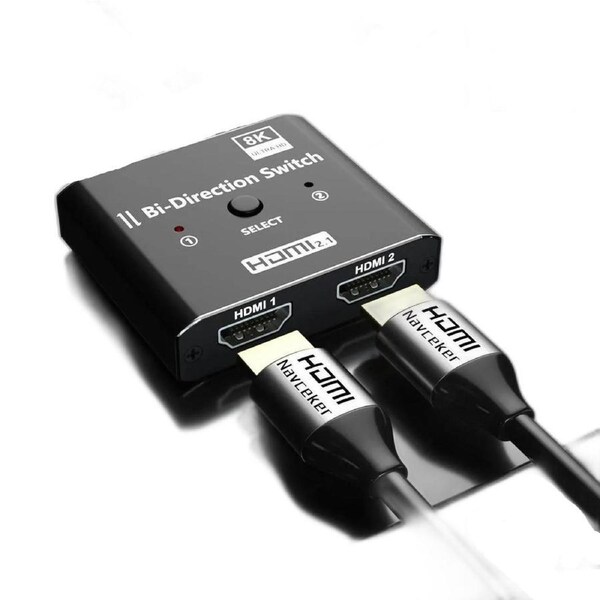 HDMI Switch 2 in 1 Out 8K@60Hz, ESTONE [Aluminum Case, HDCP 2.3] Bidirectional 2x1/1X2 Switcher Splitter UHD Compatible for PS5/4, Xbox, Roku, FireStick