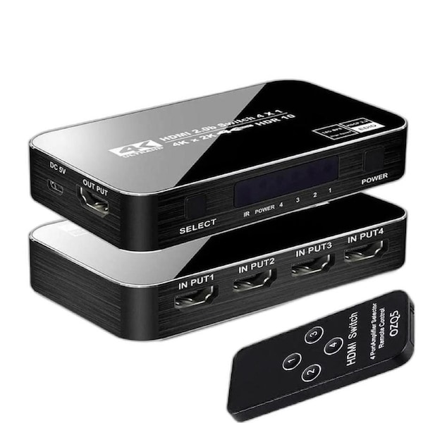 HDMI Switch 4K 60Hz, HDMI Splitter 4 in 1 Out, HDMI2.0 Switch Support 4K@60Hz 18Gbps for Xbox Series PS5/4/3 HD TV Monitor Projector - OZQ5