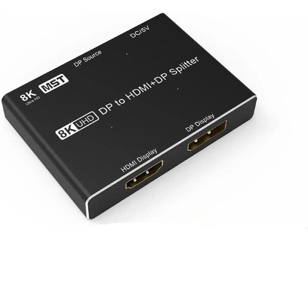 DisplayPort 1.4 MST Hub Splitter with HDMI & Displayport Out, 2-Port DP Multi-Stream Transport 4K@120Hz Over The HDMI Out(Single Display Only), DP MST-Enabled Video Card(Windows PC Only)
