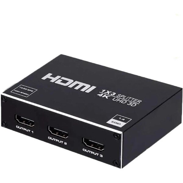 ESTONE HDMI Splitter 1 in 3 Out - 1x3 HDMI Display Duplicate/Mirror - Powered Splitter Full HD 1080P, 4K @ 30Hz (One Input To Three Outputs) - 1 Source to 3 Identical Displays