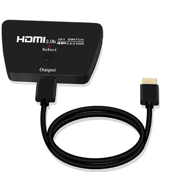 HDMI Switch 4K@60HzUpgraded3 in 1 Out HDMI Splitter, 3 Port Hdmi Switcher Box Supports Full HD 4K 1080P 3D,Multi Port HDMI Switcher Selector 2.0 HDMI Switch for Xbox PS3 4 5 TV Gaming Mac Roku