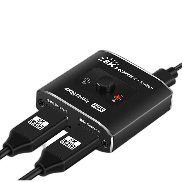 ESTONE HDMI 2.1 Switch 8K@60Hz HDMI Splitter 2 in 1 Out Supports 4K@120Hz 1080P@240Hz 3D HDR Dolby High Speed 48Gbps HDMI Switch Compatible with PS5 PS4 Fire Stick Xbox Apple TV Blu-Ray Player(OZ8Q2B)