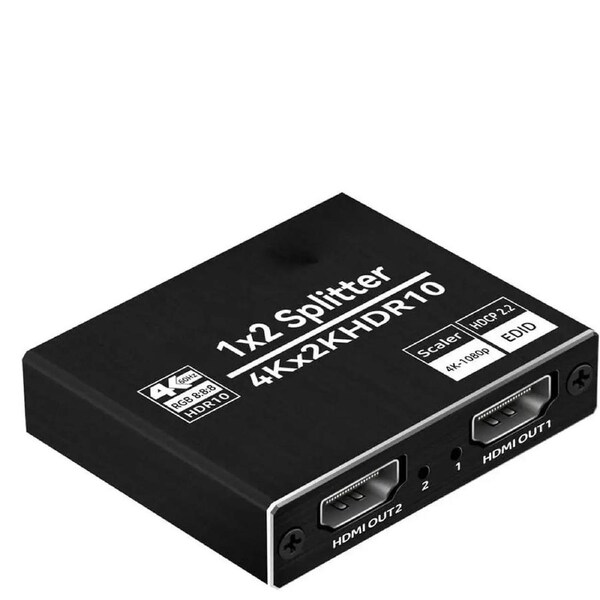 HDMI Splitter 1x2 With EDID,ESTONE 1 in 2 Out HDMI Splitter Audio Video Distributor 3D & 4K x 2K Box for HDTV, STB, PS3, PS4 Pro Blu-Ray DVD Player, Projector Etc