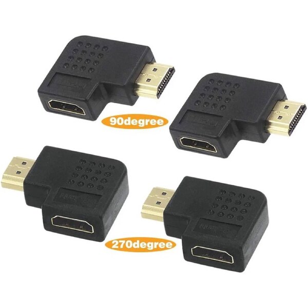 ESTONE HDMI Adapter Combo, Left and Right Angle 90 Degree 270 Degree HDMI Male to Female Vertical Flat Adapter, for Roku, PS3, PS4, Fire Stick,Chromecast, Nintendo Switch,HDTV, 4-Pack