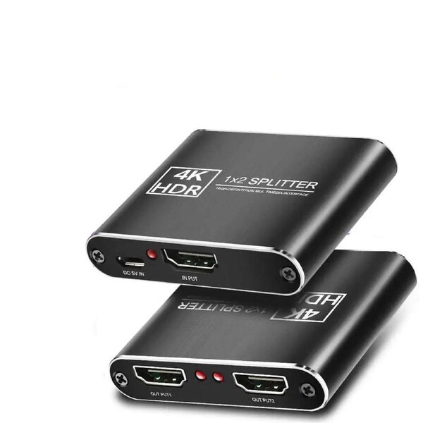 ESTONE 4K@60Hz HDMI Splitter, Duplicate/Mirror, 4K HDMI Splitter 1 in 2 Out, Powered Splitter, 1 Source to 2 Identical Displays for TV, Projector