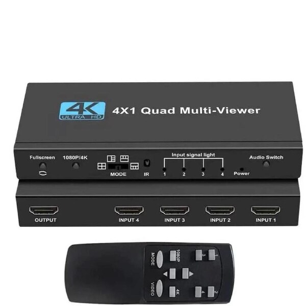 HDMI Multi-Viewer 4x1 Seamless HDMI Switch by ESTONE- 4 Ports, IR Remote, Supports up to 4K@60Hz 1080p, Security Camera, HDMI Switch 4 in 1 Out