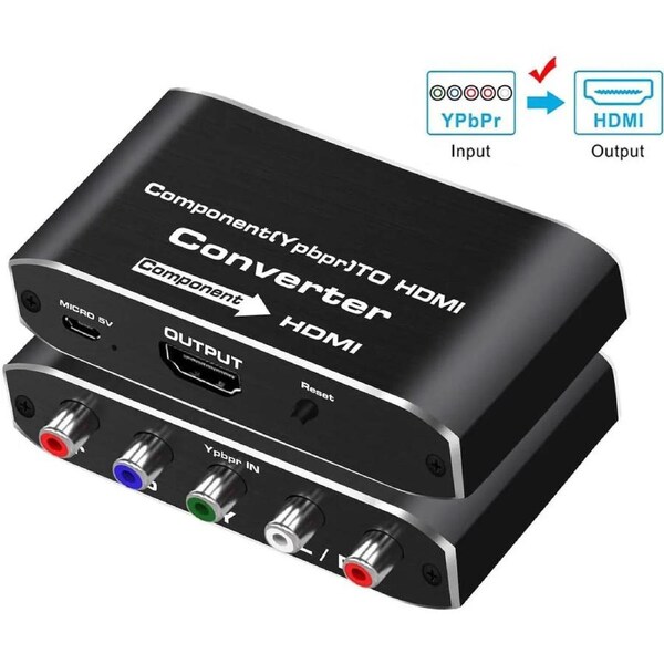 Component to HDMI Adapter, YPbPr to HDMI Coverter + R/L, NEWCARE Component 5RCA RGB to HDMI Converter Adapter, Supports 1080P Video Audio Converter Adapter for DVD PSP to HDTV Monitor