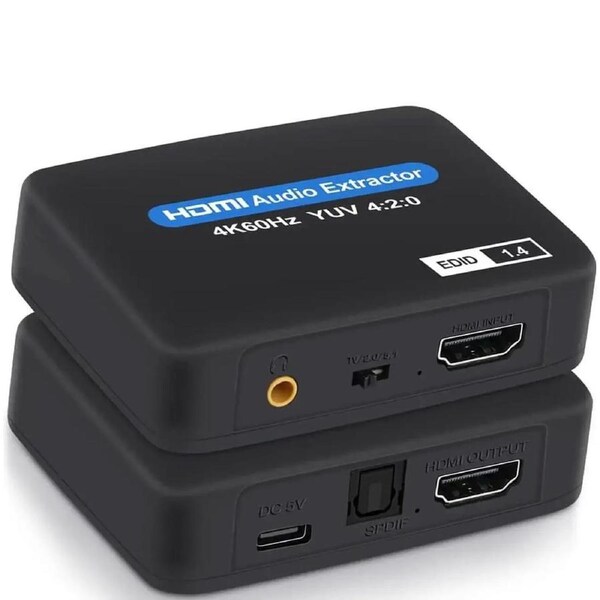 ESTONE HDMI Audio Extractor Splitter, 4K 60Hz HDMI-Compatible Audio Extractor Optical Toslink SPDIF + 3.5mm Audio Embedder 1080P 3D Suit for Fire Stick Xbox Laptop