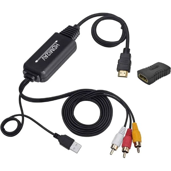 ESTONE HDMI to AV Converter HDMI to RCA Composite Converter Adapter Compatible with Roku Stick Support PAL/NTSC, Support1080P (HDMI to AV Cable)
