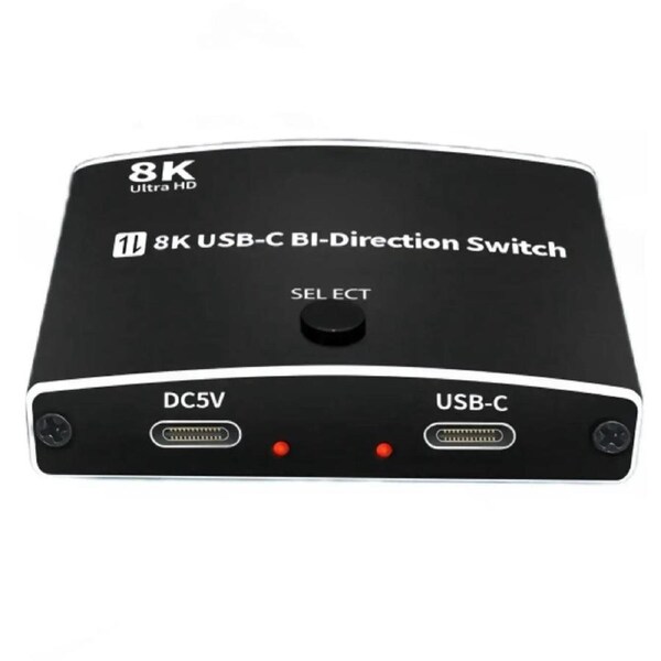 USB C Switch,Bi-Directional USB C Switcher 2 Computers, USB Type C KVM Switch 8K@60Hz 4K@120Hz Video/10Gbps Data Transfer/100W Charging,Compatible with Thunderbolt Device,2 USB-C Cables Included