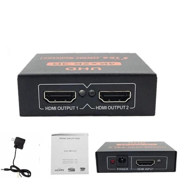 ESTONE 4K 3D 1080P HDMI-compatible Splitter HDCP 1 in 2 out Power Signal Amplifier 1x2 HDMI Spliter Switch HD Converter Adapter
