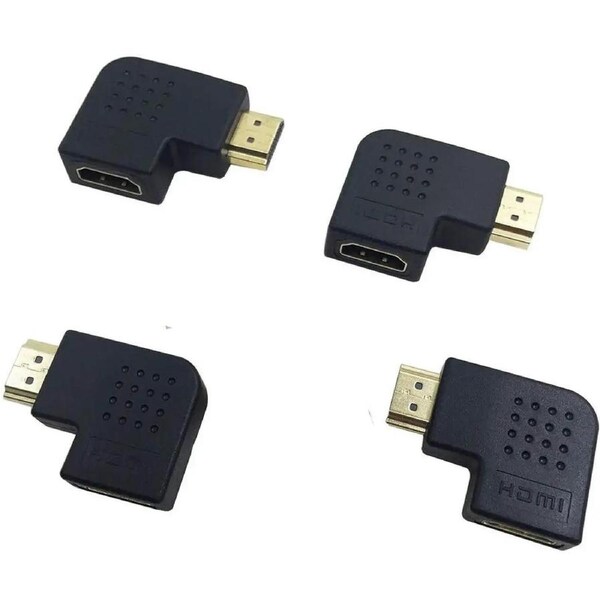 ESTONE Flat Left & Right 270 & 90 Degree Angled Male to Female HDMI Adapter Coupler, HDMI to HDMI Converter, 4K 3D HDMI Extender for 1080P HDTV PC HDMI Port Device, 4-Pack