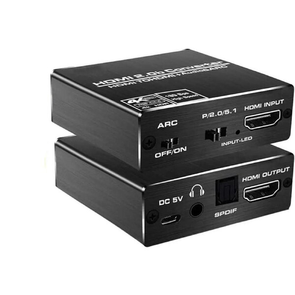 Aluminum Shell 4K HDMI to HDMI and Optical TOSLINK SPDIF + 3.5mm Stereo Audio Extractor Converter HDMI Audio Splitter Adapter(HDMI Input, HDMI + Digital/Analog Audio Output),(OZV8-1)