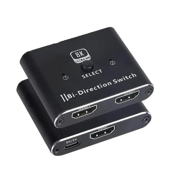 8K@60Hz HDMI 2.1 Switch, Ultra HD 8K Bi-Directional HDMI Switcher Splitter Supports 4K@120Hz, 8K@60Hz, Aluminum HDMI Switcher Selector for PS4/PS5, Xbox, Roku, Apple TV, Fire Stick, Sony TV